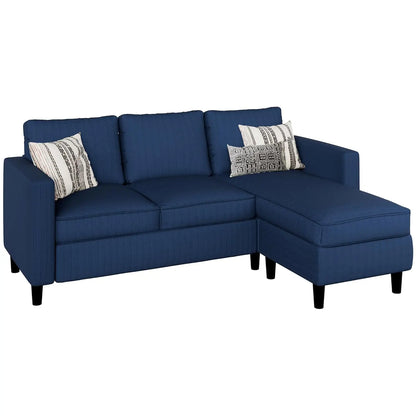 Convertible Sectional Sofa Couch L-Shape Movable Ottoman 3-Seat Soft Fabric Small Living Room Apartment Office Dark Gray, Custom