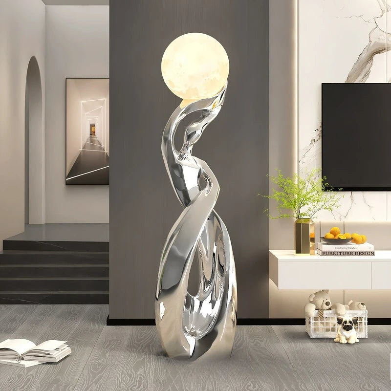 Artistic Lady Floor Lamp Moon Color Light