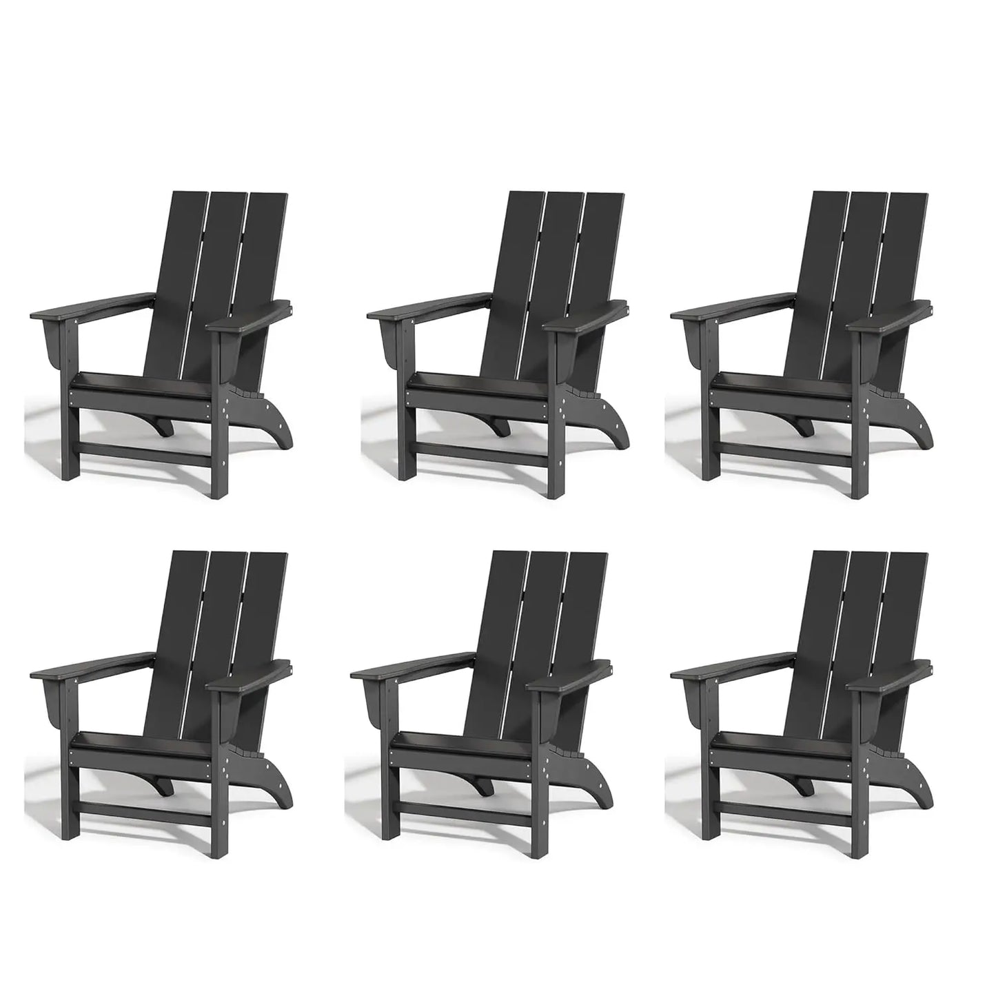 Poly Lumber Adirondack Chairs Set of 6, All-Weather Resistant, Looks Like Wood, Pre-Assembled