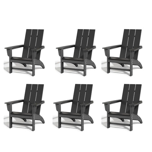 Poly Lumber Adirondack Chairs Set of 6, All-Weather Resistant, Looks Like Wood, Pre-Assembled