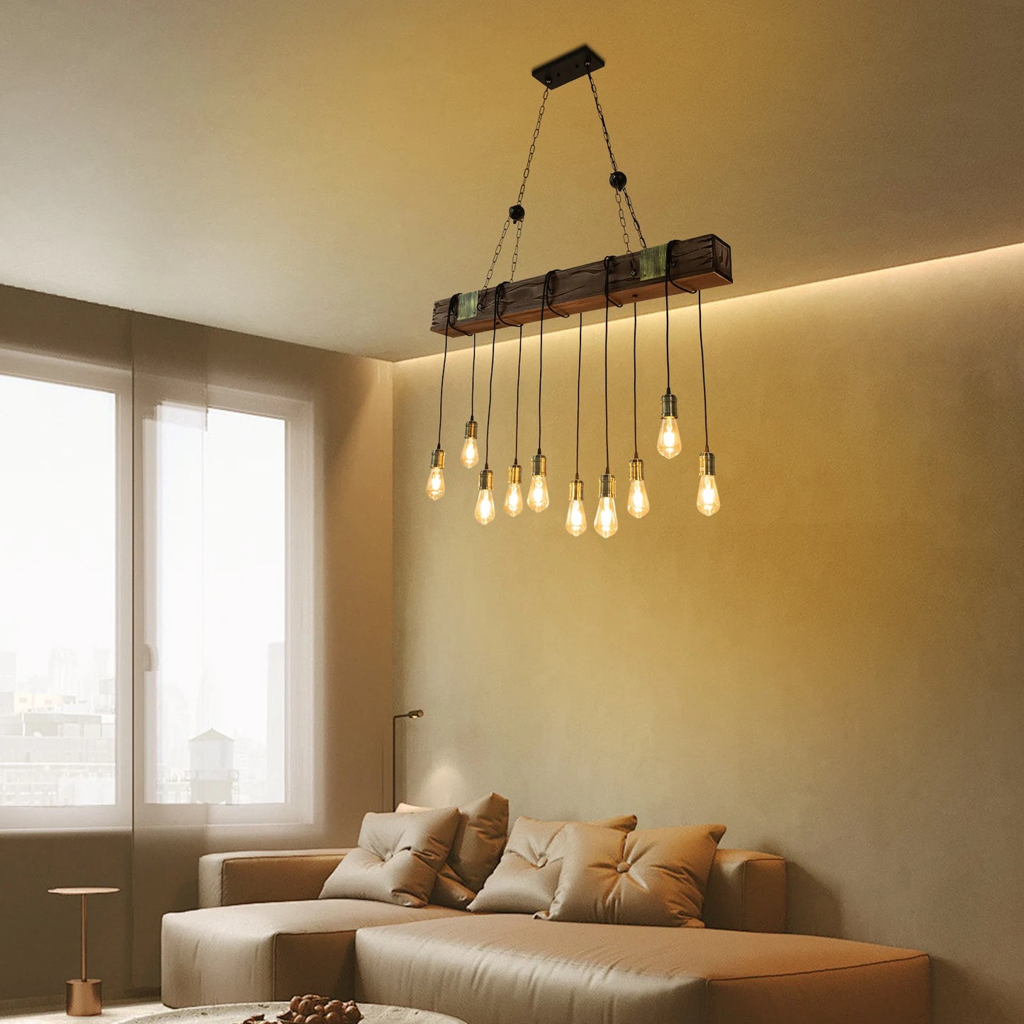 Vintage Wood Ceiling Chandelier