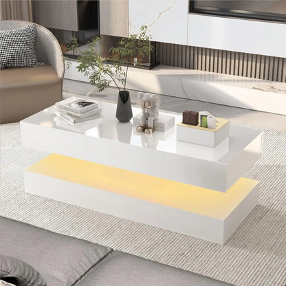 Modern Stylish Coffee Table with LED lights and 2 Storage Drawers