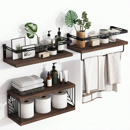 Tomnk 3+1 Tier Wall Mounted Bathroom Shelves  and Towel Bar