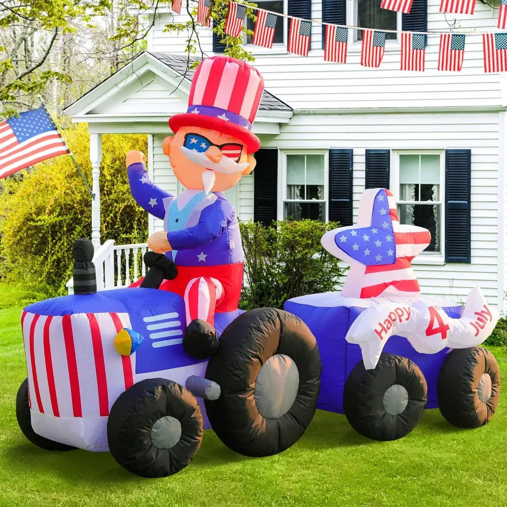 6FT Patriotic Uncle Sam Drive Tractor Inflatable