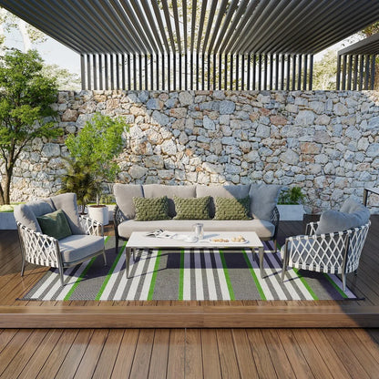 Reversible Outdoor Rug with Carry Bag 9' x 12' Plastic Straw Rug