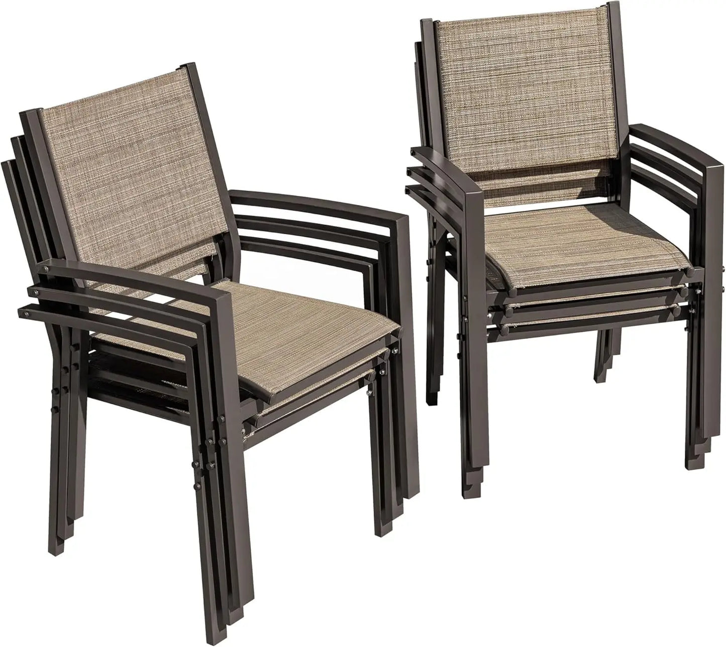 Outdoor Chairs Set of 6 Stackable Dining Chair for Backyard, Deck, Poolside (Grey)