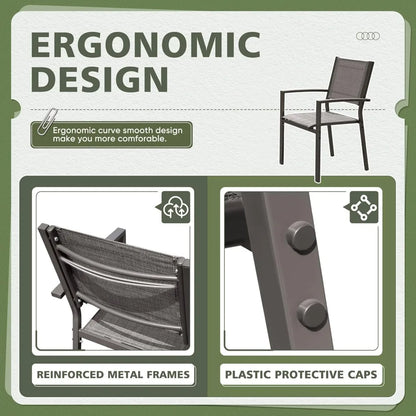 Outdoor Chairs Set of 6 Stackable Dining Chair for Backyard, Deck, Poolside (Grey)