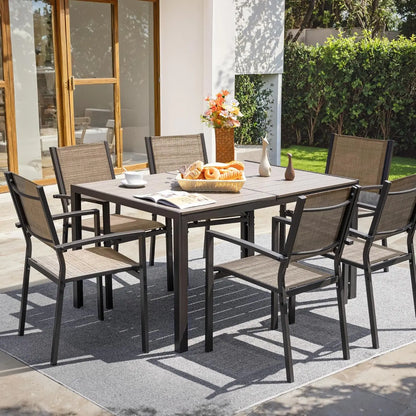 Outdoor Chairs Set of 6 Stackable Dining Chair for Backyard, Deck, Poolside (Grey)