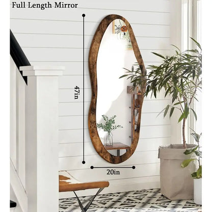 Large Mirrors with Wood Framed 47x20 Vintage Irregular Wall Mirror Full Length