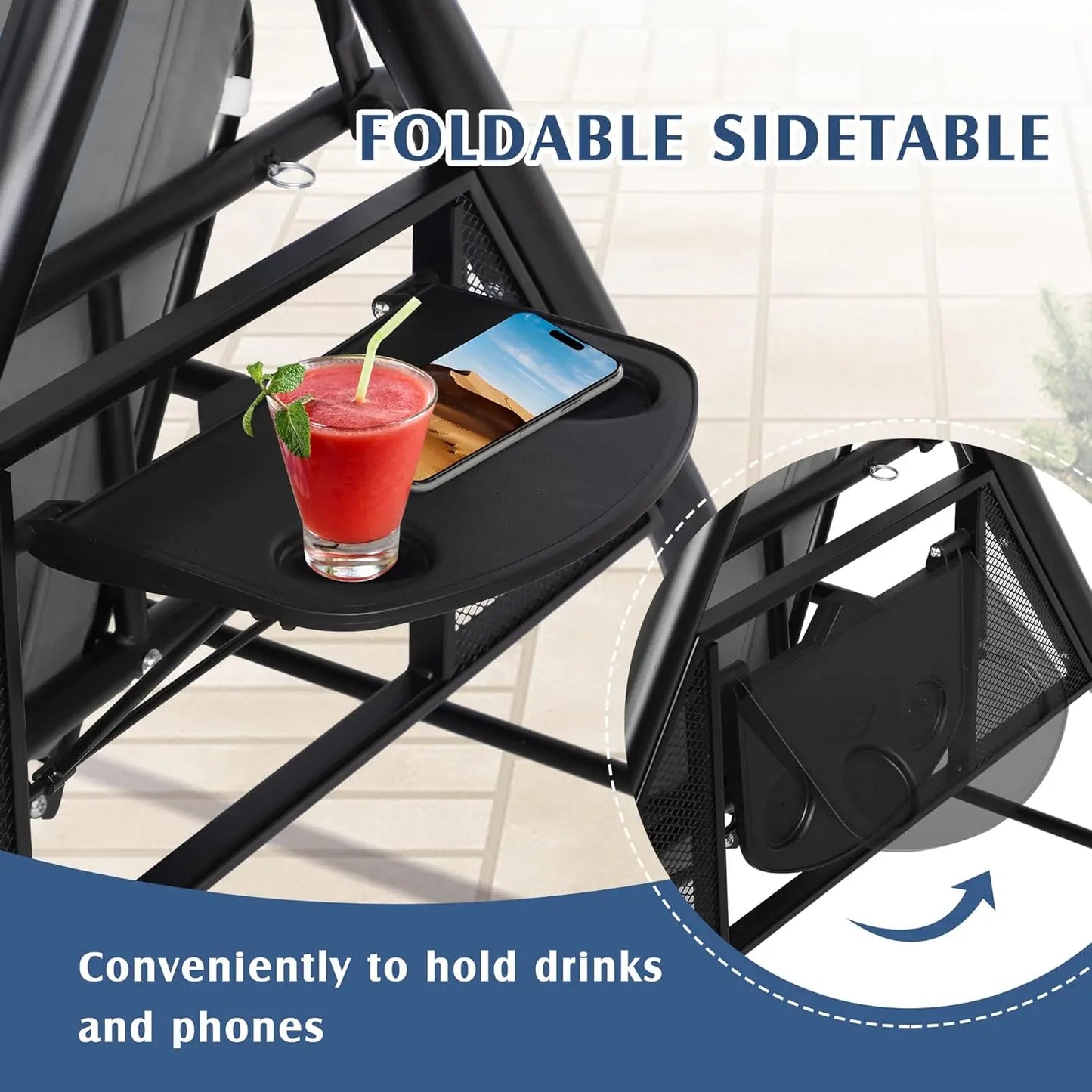 3 Person Outdoor Porch Swing with Canopy and Stand, Convertible 2 in 1 Porch Bed Swing , Customized