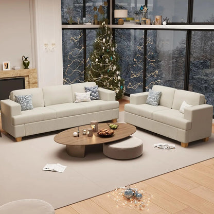2 Pieces Corduroy Sofa Set for Living Room, Black Cloud Couch, Deep Seat Floor Couch for Bedroom, Futon Modern Sofa, Customized