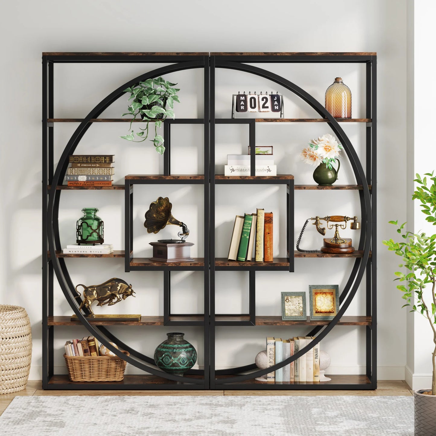 Tribesigns Bookshelf, Industrial 5-Tier Etagere Bookcase