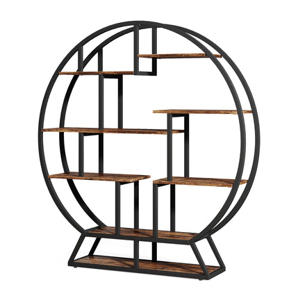 63-Inch Industrial Wood Book Shelf with Staggered Shelves