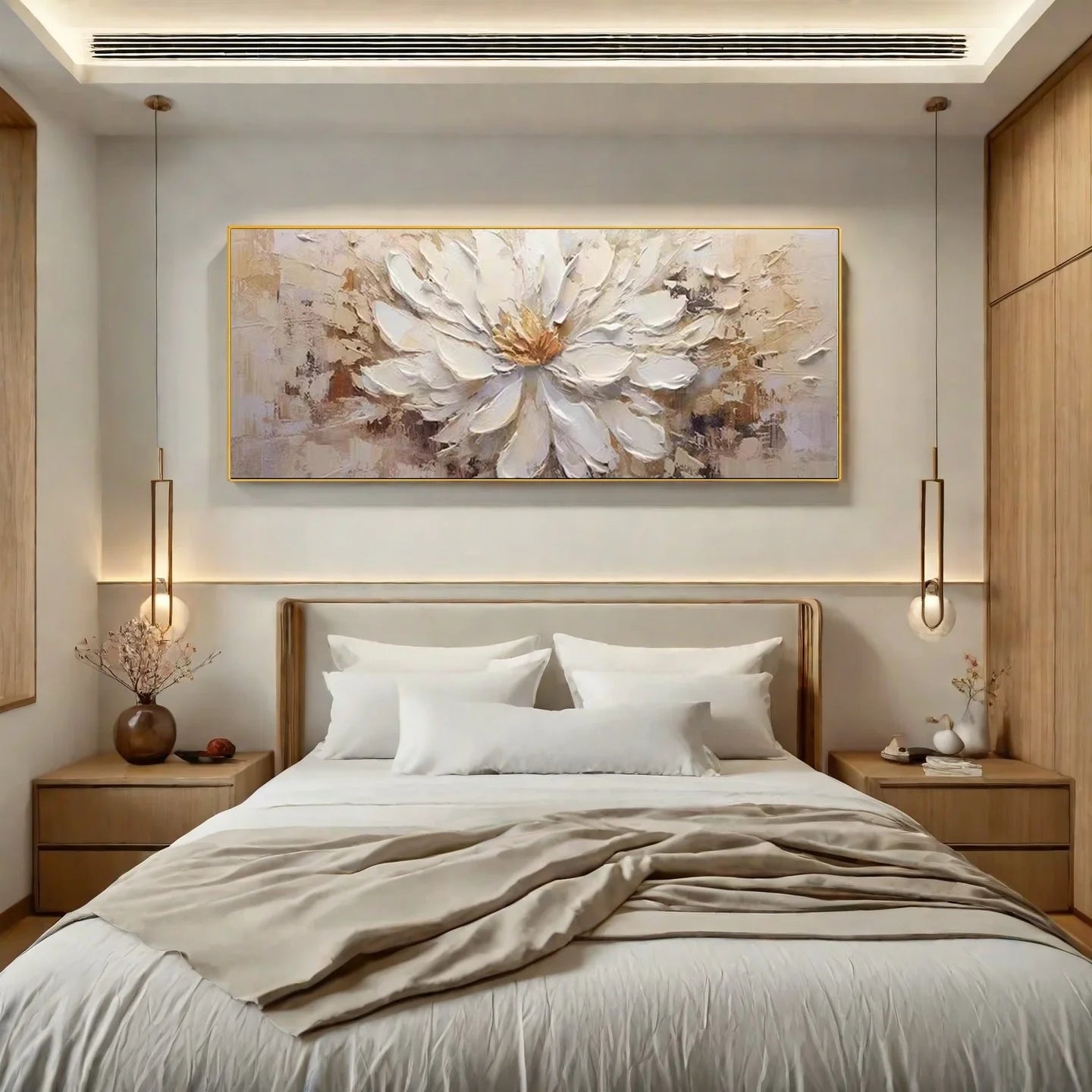 Thick Texture decoration hanging painting for living room, frameless modern wall art [High-end hand-painted floral oil painting]