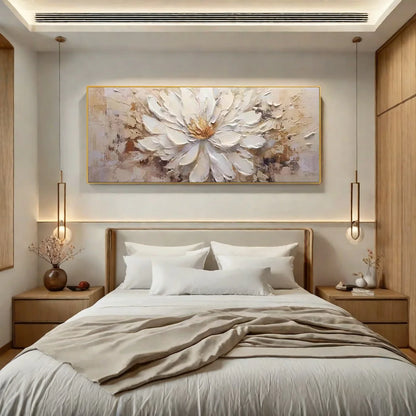 Thick Texture decoration hanging painting for living room, frameless modern wall art [High-end hand-painted floral oil painting]