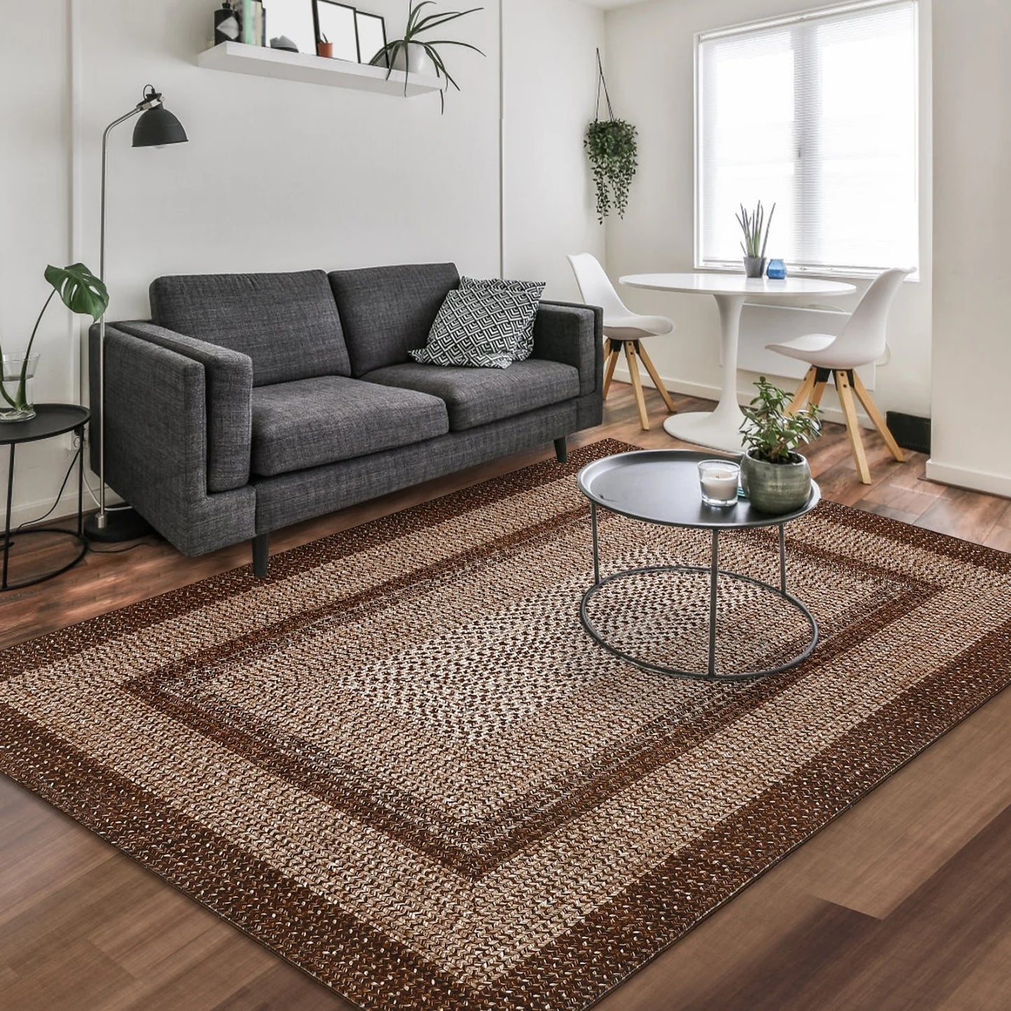Washable Area Rugs  Braided Print Non Slip Rug