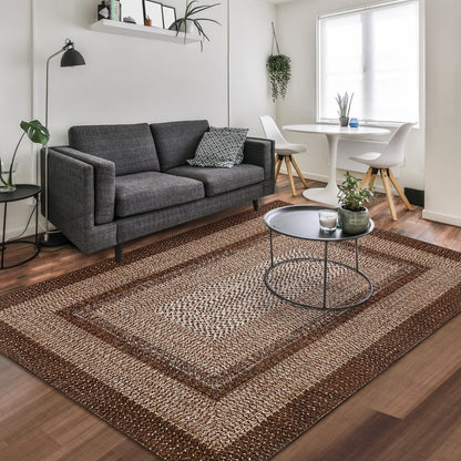 Washable Area Rugs  Braided Print Non Slip Rug