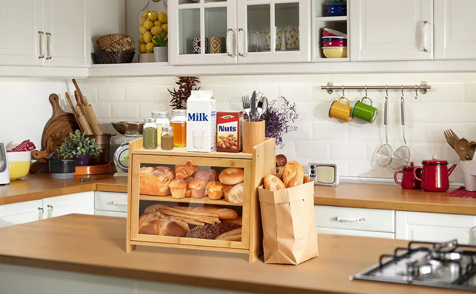 Bamboo Bread Box for Kitchen Countertop(Natural)