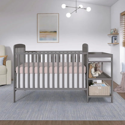 3-in-1 Convertible Baby Crib with Changing Table, Adjustable Mattress Heights, GREENGUARD Gold Certified for Safety