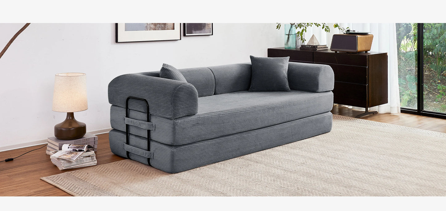 79'' Boneless Couch Foldable Convertible Futon Sleeper Sofa Bed