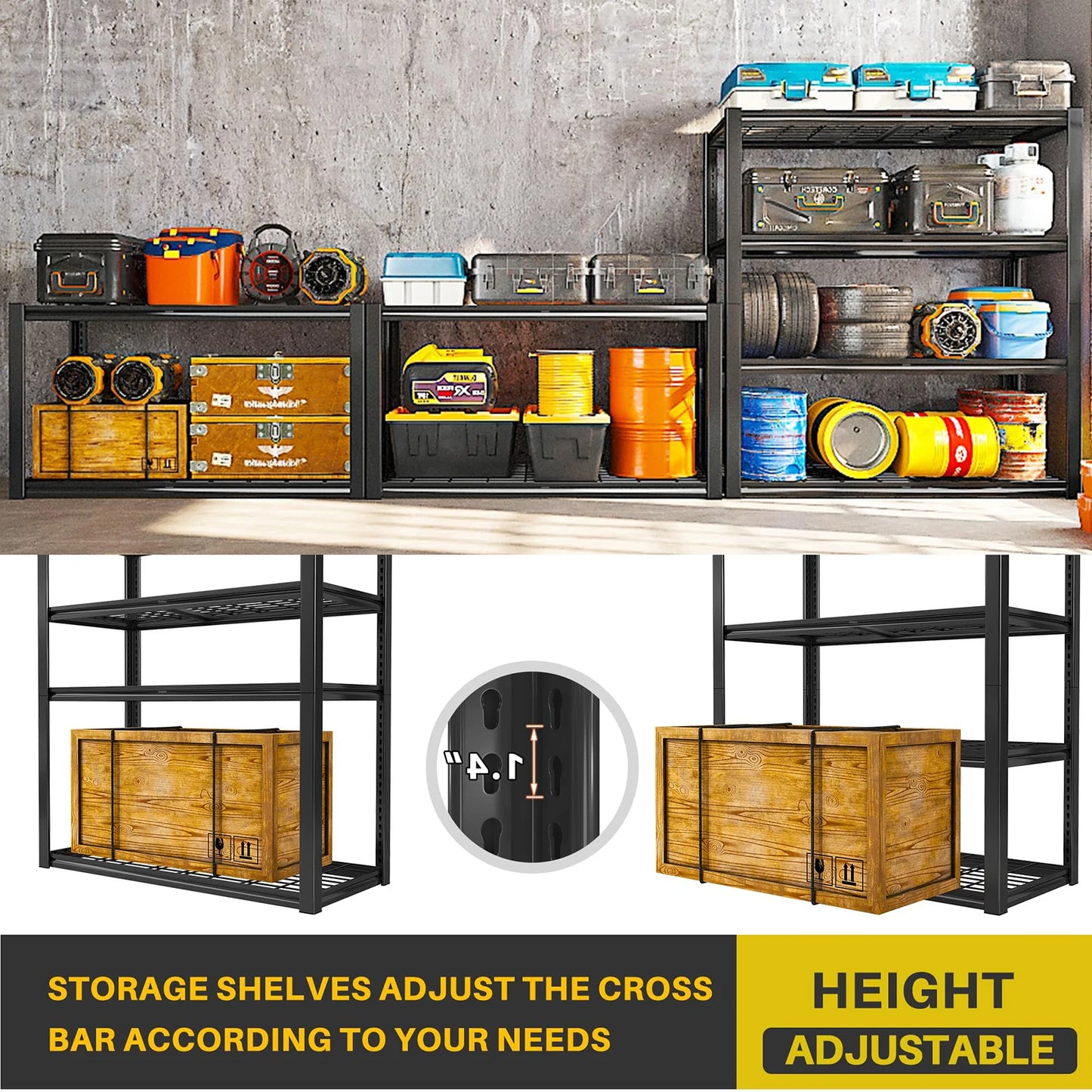Sturdy 4-Shelf Garage Storage Unit, Supports Up to 2240 Pounds