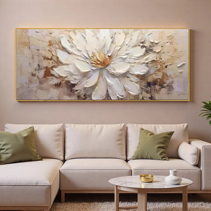 Thick Texture decoration hanging painting for living room, frameless modern wall art [High-end hand-painted floral oil painting]