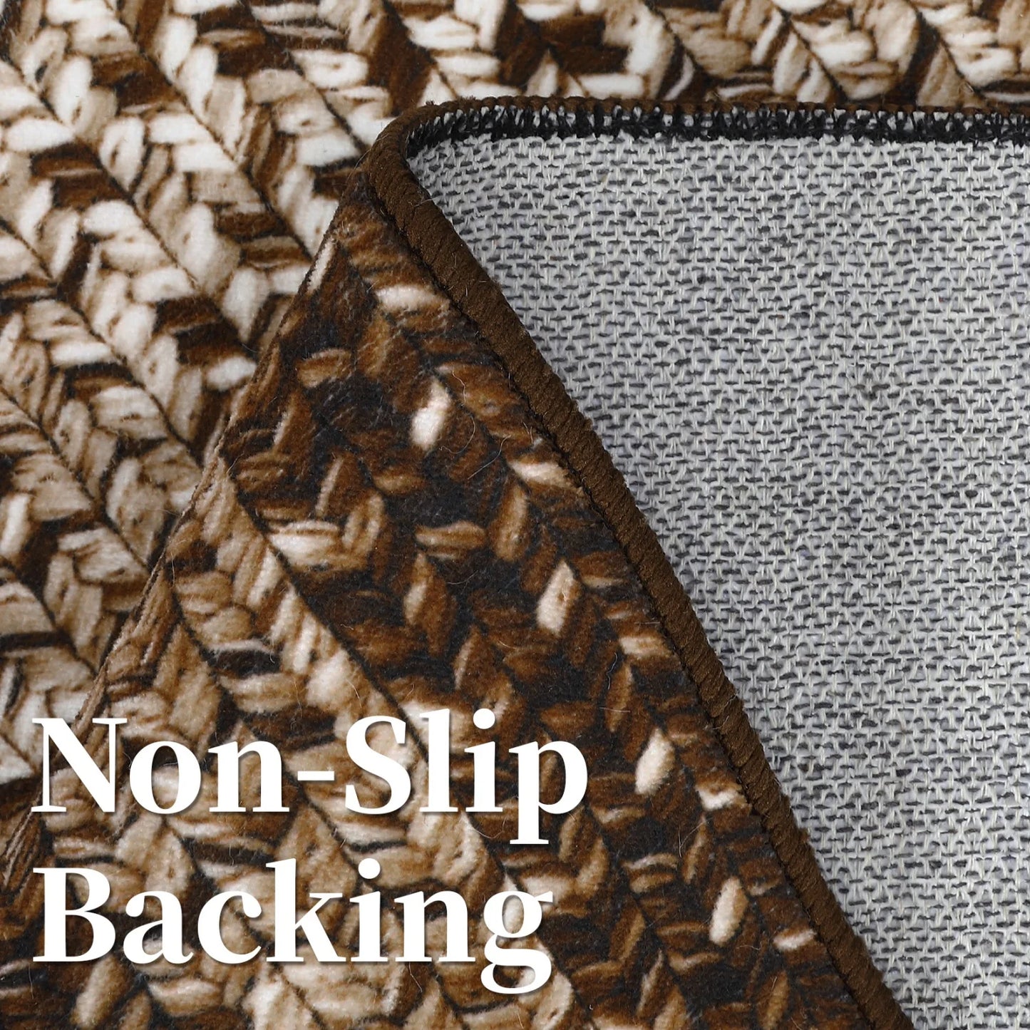 Washable Area Rugs  Braided Print Non Slip Rug