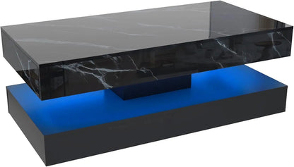 Modern Stylish Coffee Table with LED lights and 2 Storage Drawers