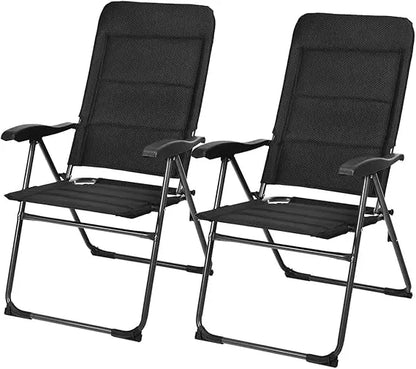 Set of 2 Outdoor Sling Chairs with Adjustable Backrest