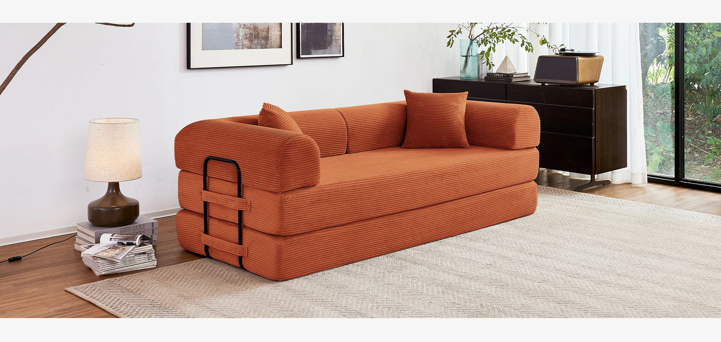 79'' Boneless Couch Foldable Convertible Futon Sleeper Sofa Bed