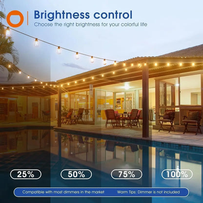 150FT LED Outdoor String Lights Waterproof Patio Lights Shatterproof  Replaceable Bulbs Dimmable