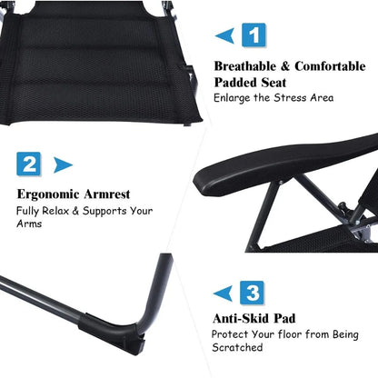 Set of 2 Outdoor Sling Chairs with Adjustable Backrest