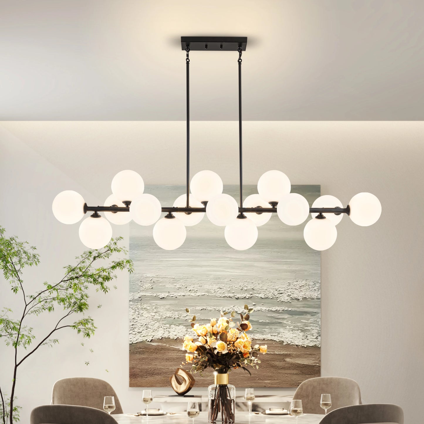 Mid Century Modern Chandelier 16-Lights Sputnik Chandelier 54in