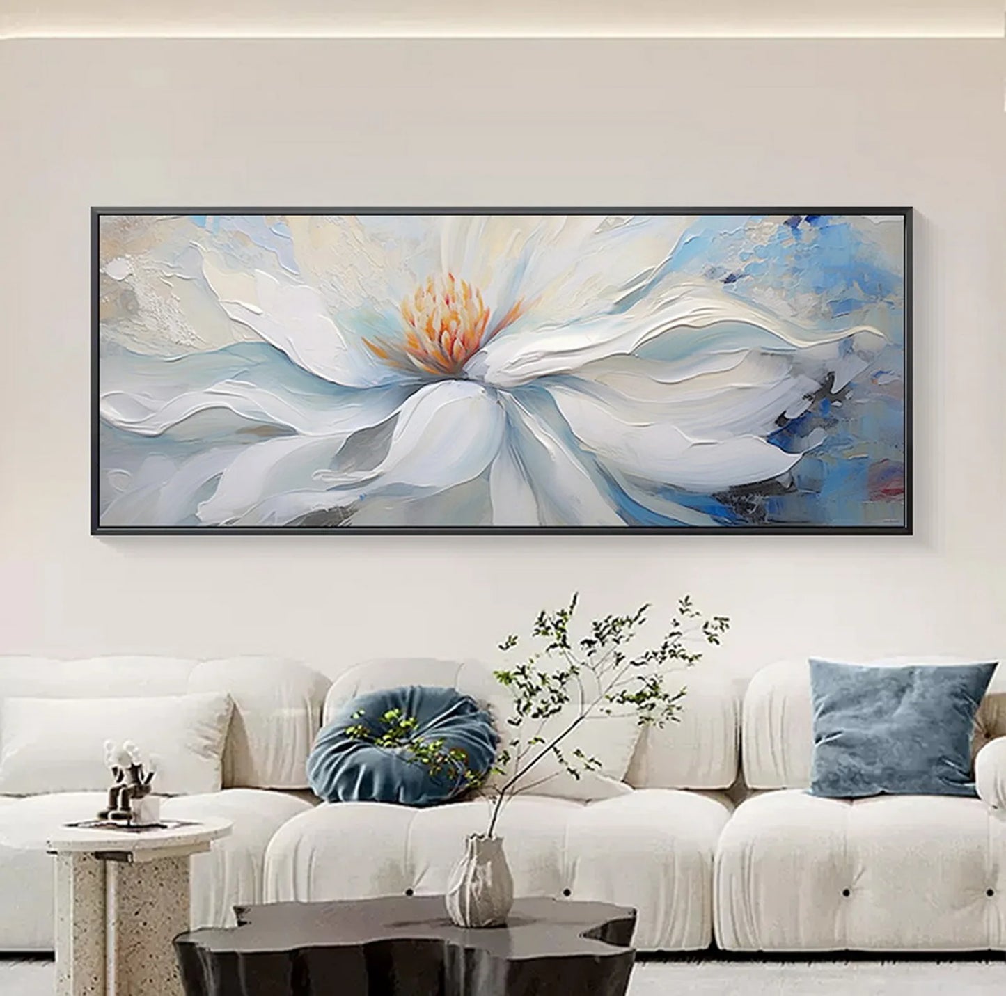 Thick Texture decoration hanging painting for living room, frameless modern wall art [High-end hand-painted floral oil painting]