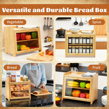 Bamboo Bread Box for Kitchen Countertop(Natural)
