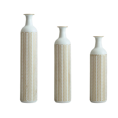 Floor Metal Vase 3-piece Set, Modern Home Metal Decoration Drop-shaped Vase