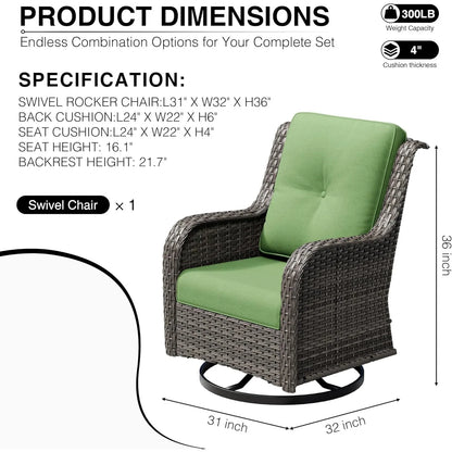 Outdoor Swivel Rocker Patio Chairs with High Back, Deep Seating, Wide Armrest, Thickened, Customized
