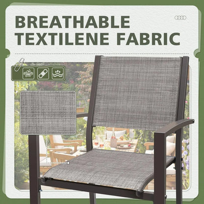 Outdoor Chairs Set of 6 Stackable Dining Chair for Backyard, Deck, Poolside (Grey)