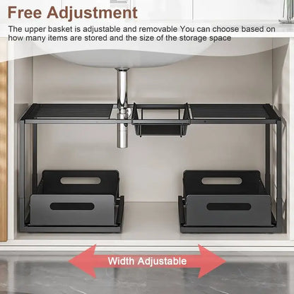 Under Sink Sliding Storage Organizer with 2 Drawers
