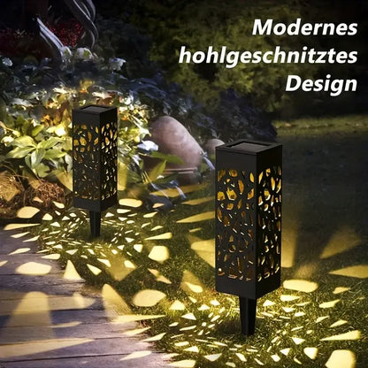 6PCS Solar Powered LED Garden Stake Lights Decorative Hollow-Out Lawn Lamps