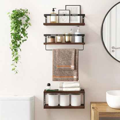 Tomnk 3+1 Tier Wall Mounted Bathroom Shelves  and Towel Bar