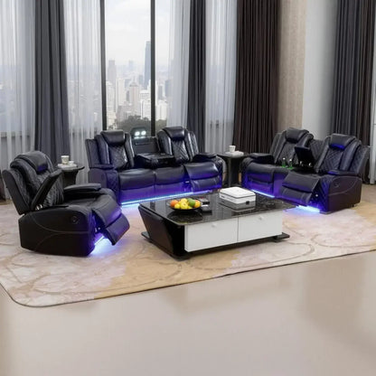 Hot sales Power Living Room Furniture Sets, Electric Recliner Chair with LED Light, Sectional Sofa Loveseat with Wireless Charging