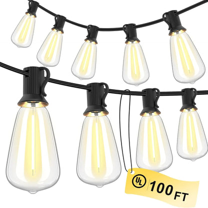150FT LED Outdoor String Lights Waterproof Patio Lights Shatterproof  Replaceable Bulbs Dimmable