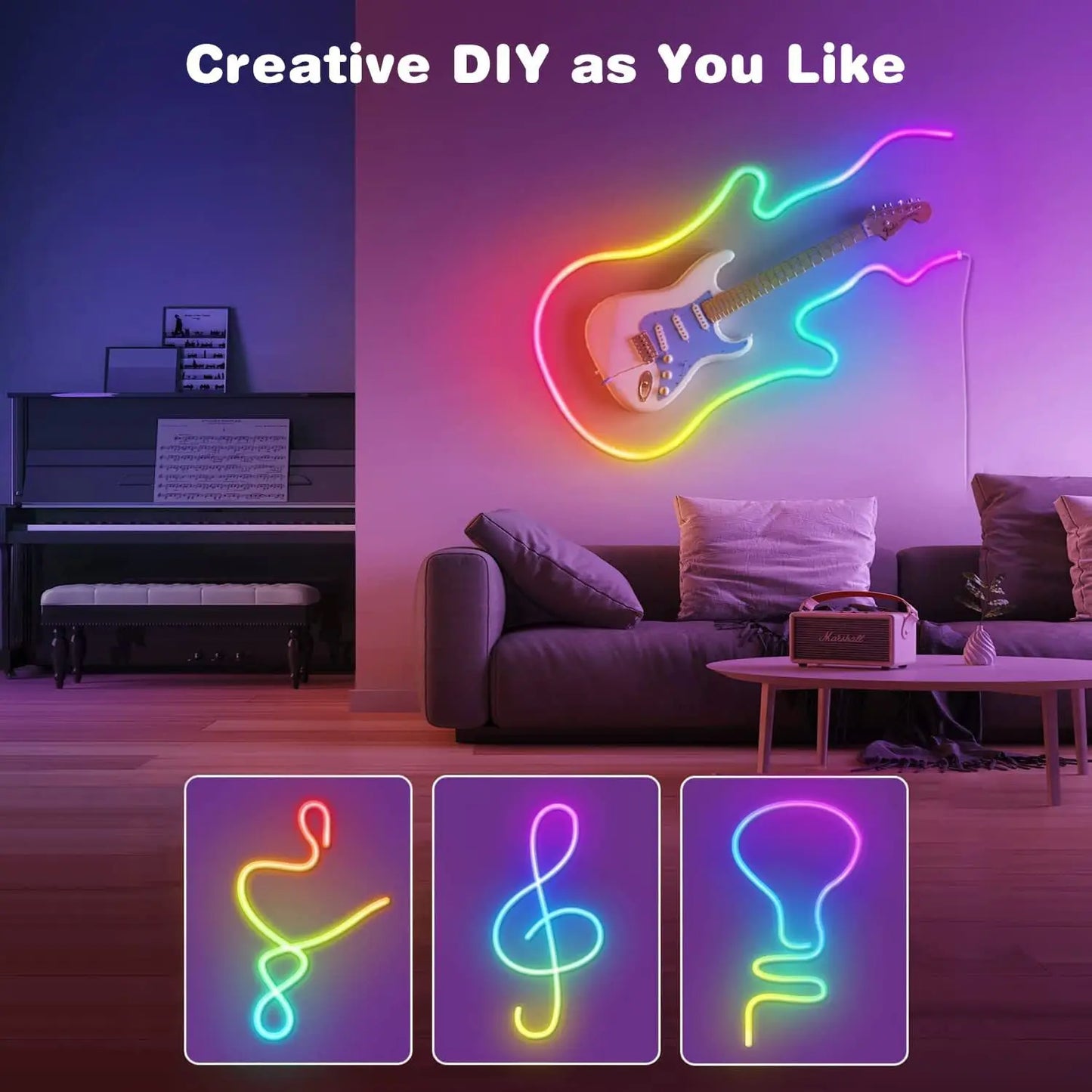 Flexible LED Light Strip With Remote And APP Control RGB Lighting Strip For Bedroom
