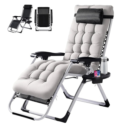 Padded Zero Gravity Lounge Chair with Removable Cushion & Tray