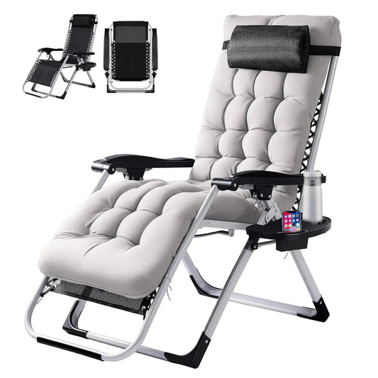 Padded Zero Gravity Lounge Chair with Removable Cushion & Tray