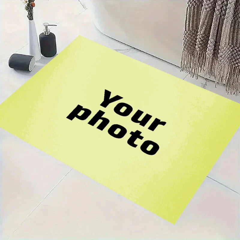 Custom Photo Logo Text Doormat, Soft Personalized Rug for Front Door Home Decor Birthday Gift