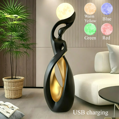 Artistic Lady Floor Lamp Moon Color Light