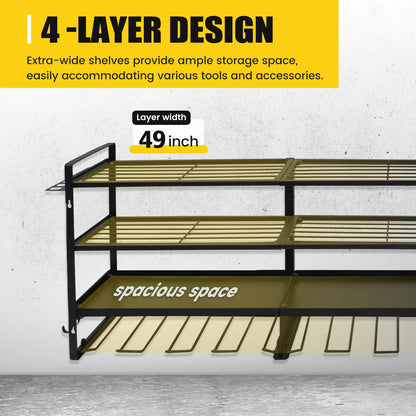 4-Tier 12-Drill Bit Rack Tool Storage Rack Heavy-Duty Large Organize 600 lb Wall-Mounted Screwdriver Wrench Garage