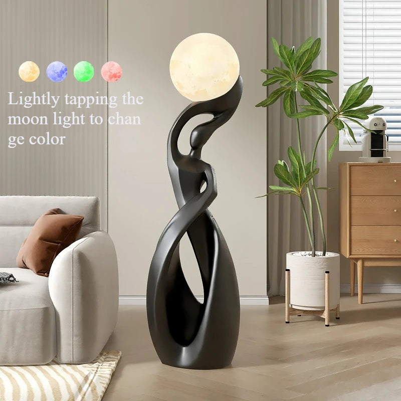 Artistic Lady Floor Lamp Moon Color Light